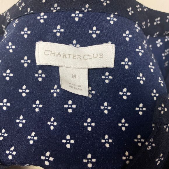 Charter Club Pullover Tunic Blouse M Chiffon Pleats 3/4 Flounce Sleeves Relaxed - Picture 11 of 13